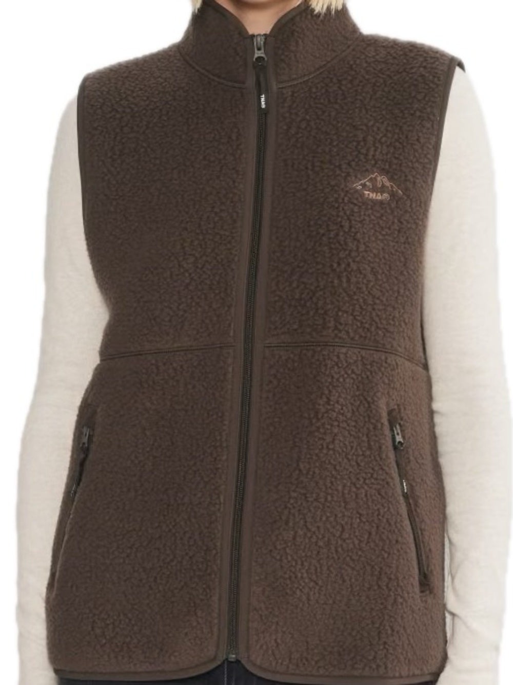 TNA Fleece Zip Vest, Chocolate Brown